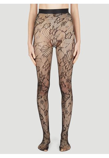 Butterfly Motif Tights - Frau Socken M