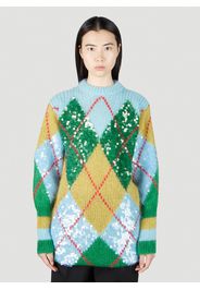 Sequin Embellished Argyle Sweater - Frau Strick Xs