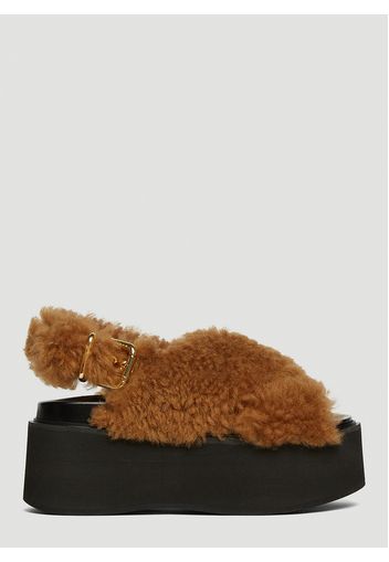 Fussbett Shearling Wedge Sandals - Frau Plateauschuhe Eu - 38