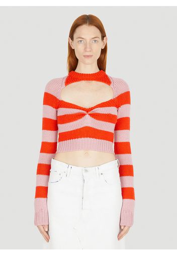 Cut Out Striped Knit Top - Frau Strick It - 42