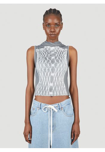 Fishnet Print Top - Frau Tops Xs