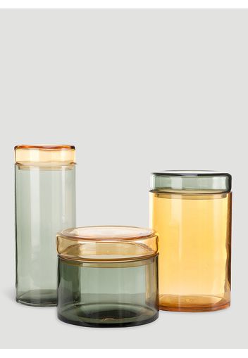 Set Of Three Caps&jars Multi Mix -  Glassware One Size