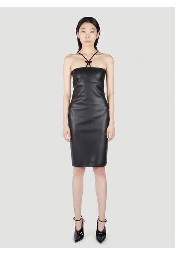 Logo Plaque Halter Leather Dress - Frau Kleider It - 38