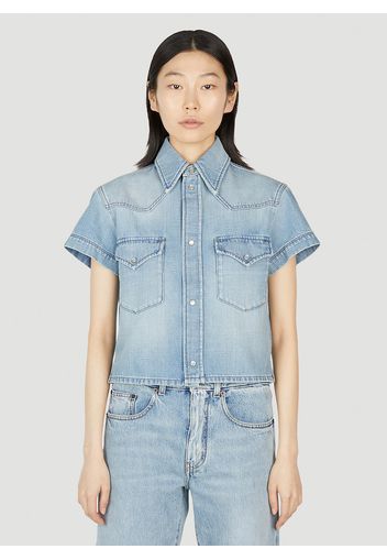 Denim Short Sleeve Shirt - Frau Hemden Xs