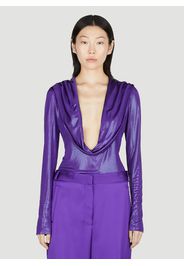 Hooded Metallic Bodysuit - Frau Tops It - 40