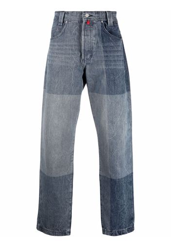 032c colour-block straight-leg jeans - Blu