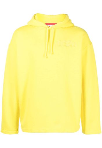 032c logo-embroidered organic cotton hoodie - Giallo