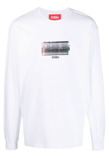 032c long-sleeve organic-cotton T-shirt - Bianco