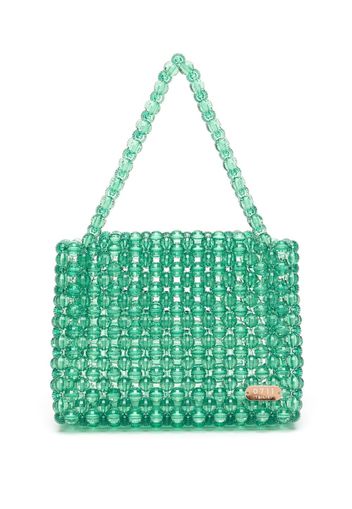 0711 Borsa tote con perline - Verde