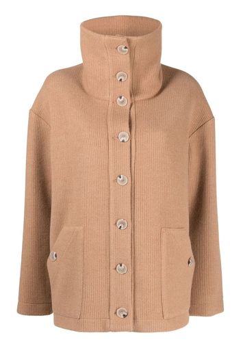 0711 Cardigan a coste - Marrone