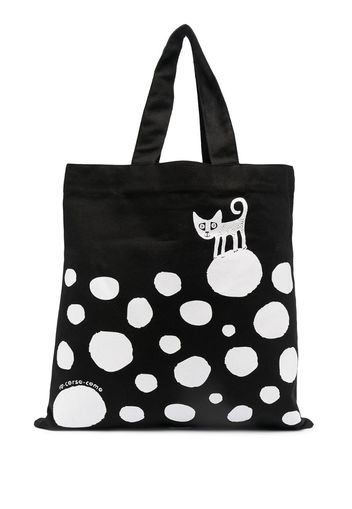 cat polka-dot print tote bag