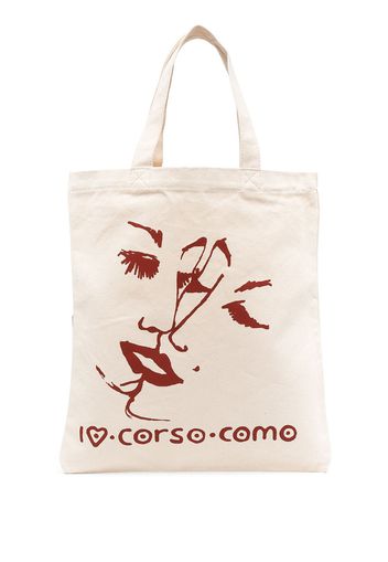 10 CORSO COMO Borsa tote con stampa - White - red print