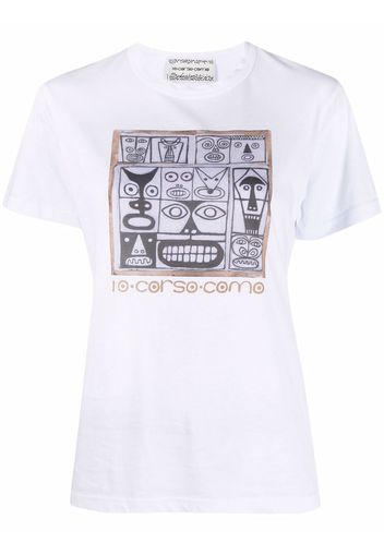 10 CORSO COMO T-shirt con stampa Faces - Bianco