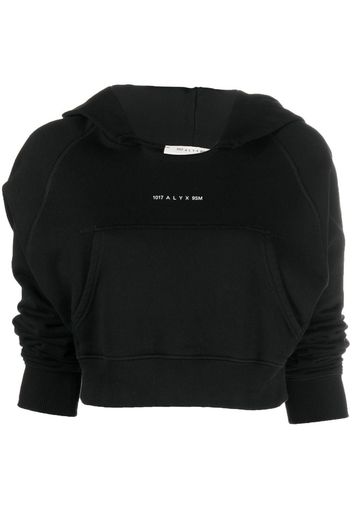 1017 ALYX 9SM cropped logo-print detail hoodie - Nero