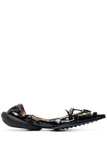 13 09 SR metallic pointy-tip ballerina flats - Nero