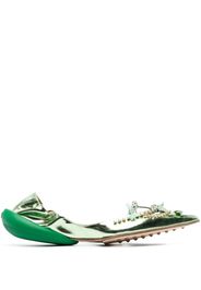 13 09 SR metallic pointy-tip ballerina flats - Verde