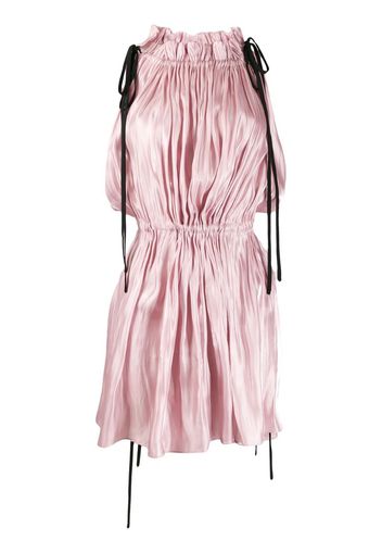 drawstring satin mini dress