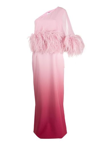 feathered trim evening gown