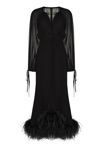 faux feather-trimmed evening dress