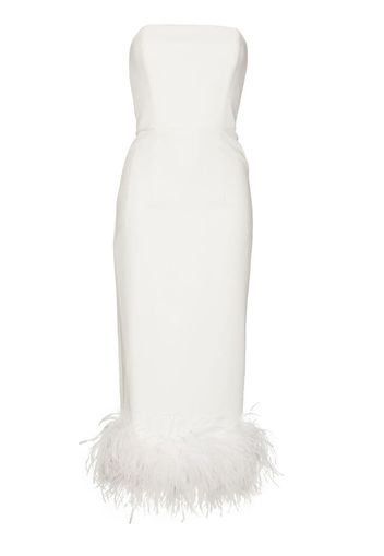 Minelli strapless ostrich feather midi dress