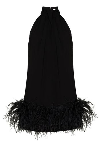 Cynthia ostrich feather halter neck mini dress