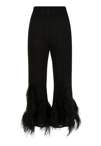 16Arlington feather-trim flared trousers - Nero