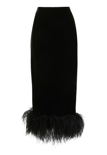 16Arlington velvet feather-hem pencil skirt - Nero