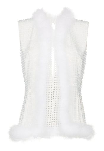 16Arlington crystal-embellished feather-trim vest - Bianco