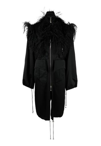 16Arlington feather-detail zip-up coat - Nero