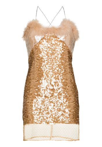 16Arlington Umaia feather-trim sequinned dress - Toni neutri