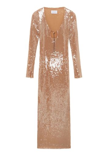 16Arlington sequin-embellished long-sleeve maxi dress - Toni neutri