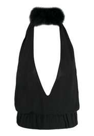 16Arlington Salina feather-trim halterneck top - Nero