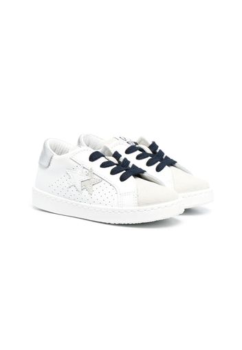 2 Star Kids contrast-detail low-top sneakers - Bianco