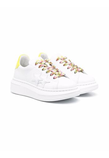 2 Star Kids TEEN star-patch artificial leather sneakers - Bianco