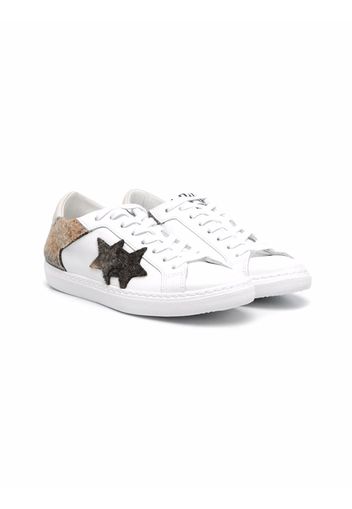 2 Star Kids TEEN star-patch flatform sneakers - Bianco