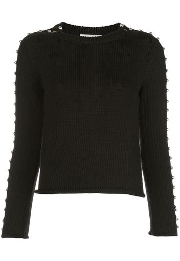 LS BOAT NECK SWEATER W EMB SLVS