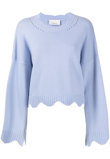 3.1 Phillip Lim CREW NECK CASHMERE BLEND SWEATER W SCALLOPS - Blu