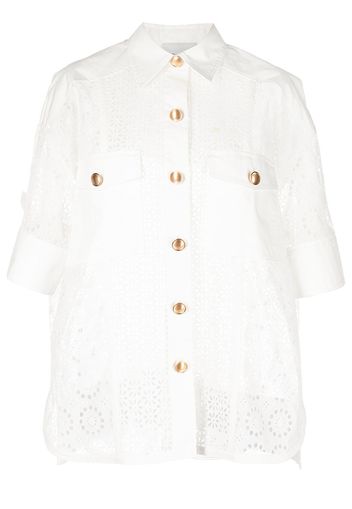 3.1 PHILLIP LIM broderie anglaise short-sleeved shirt - Bianco