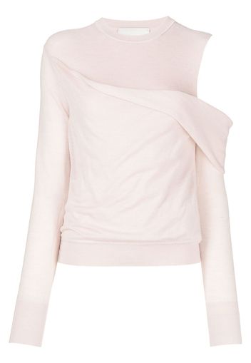 3.1 Phillip Lim Draped Fallen-Shoulder wool top - Rosa