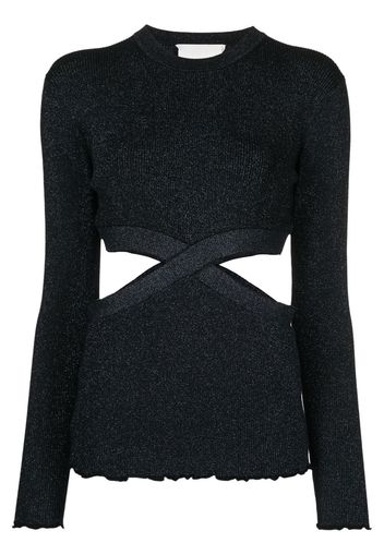 3.1 Phillip Lim lurex cut-out knitted top - Nero