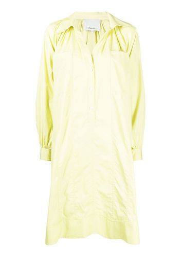 3.1 Phillip Lim shirred puff-sleeves shirt dress - Giallo