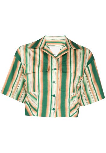 3.1 Phillip Lim striped cropped cotton shirt - Verde