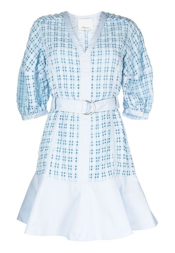 3.1 Phillip Lim Taffeta checked puff-sleeve dress - Blu