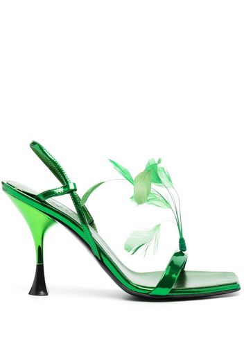 3juin feather-embellished 100mm sandals - Verde