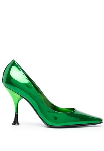 3juin 100mm patent-finish square pumps - Verde