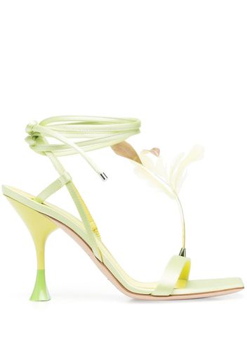 3juin Kimi 105mm feather-detail sandals - Verde