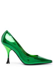 3juin 100mm patent-finish square pumps - Verde