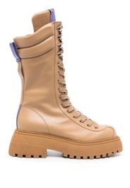 3juin logo-patch leather boots - Marrone