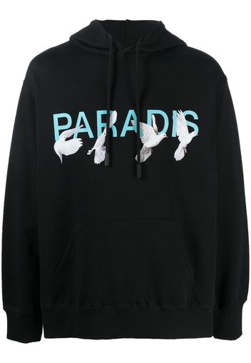 3PARADIS logo print cotton hoodie - Nero