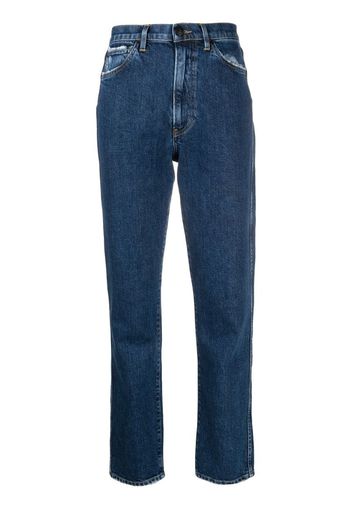 mid-rise straight-leg jeans